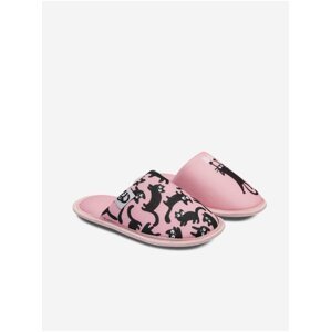 Černo-růžové holčičí veselé pantofle Dedoles Růžové kočky