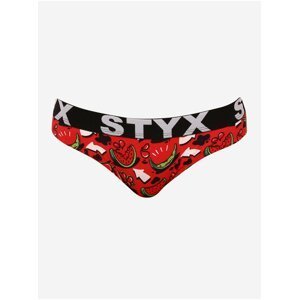 Černo-červené dámské vzorované kalhotky Styx art Melouny