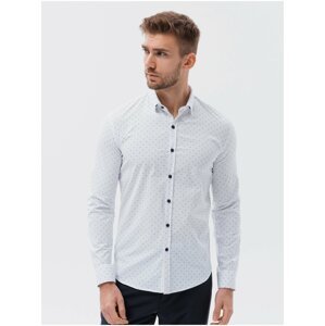 Bílá pánská puntíkovaná košile Ombre Clothing K639