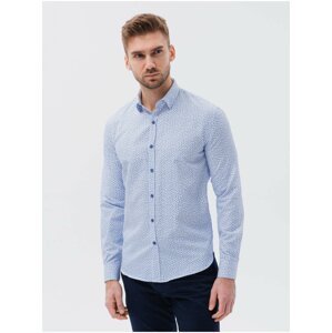 Bílo-modrá pánská vzorovaná košile Ombre Clothing K636