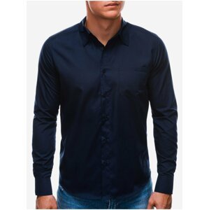 Tmavě modrá pánská košile s dlouhým rukávem Ombre Clothing K513