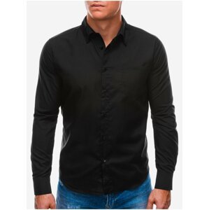 Černá pánská košile s dlouhým rukávem Ombre Clothing K513