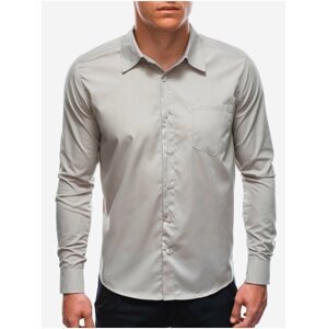 Světle šedá pánská košile s dlouhým rukávem Ombre Clothing K513