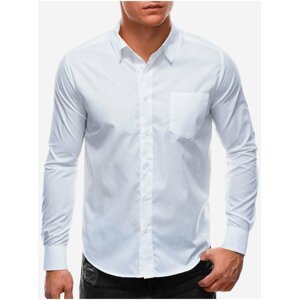 Bílá pánská košile s dlouhým rukávem Ombre Clothing K513