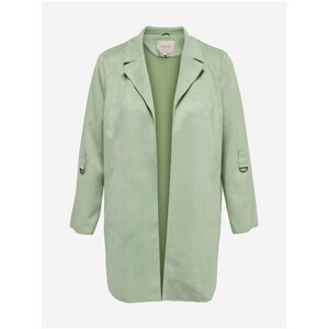 Světle zelený dámský lehký kabát v semišové úpravě ONLY CARMAKOMA Joline