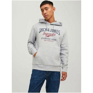 Světle šedá pánská žíhaná mikina s kapucí Jack & Jones