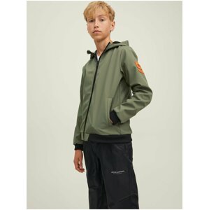 Khaki klučičí lehká bunda s kapucí Jack & Jones Classic Waffle