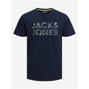 Tmavě modré pánské tričko Jack & Jones Neon Pop