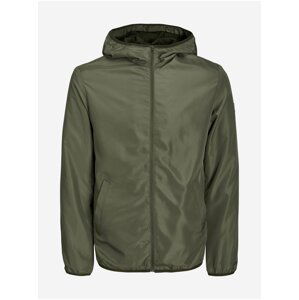 Khaki pánská lehká bunda s kapucí Jack & Jones Cali