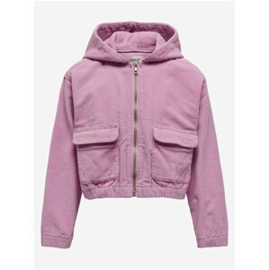 Světle fialová holčičí krátká manšestrová bunda ONLY Kenzie