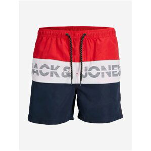 Modro-červené pánské plavky Jack & Jones Fiji