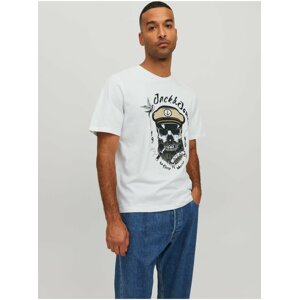 Bílé pánské tričko Jack & Jones Roxbury