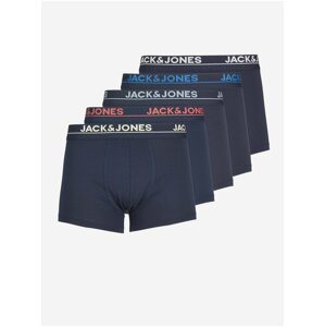 Sada pěti pánských boxerek v tmavě modré barvě Jack & Jones Davis