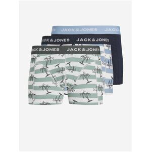 Sada tří klučičích boxerek v modré a bílé barvě Jack & Jones Palm