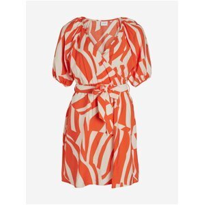 Krémovo-oranžové dámské vzorované šaty VILA Dogma