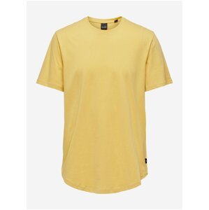 Žluté pánské prodloužené basic tričko ONLY & SONS Matt