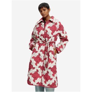 Bílo-růžový dámský vzorovaný prošívaný zimní kabát Scotch & Soda