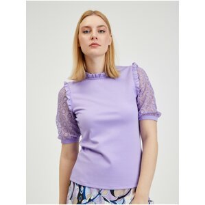 Světle fialové dámské tričko s krajkou ORSAY