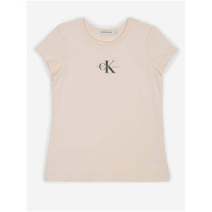 Světle růžové holčičí tričko Calvin Klein