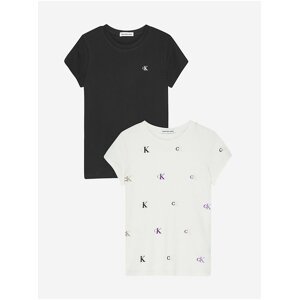 Sada dvou holčičích triček v bílé a černé barvě Calvin Klein