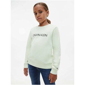 Světle zelená holčičí mikina Calvin Klein Jeans