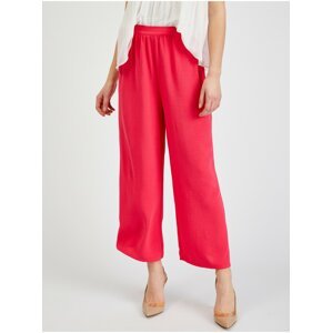 Tmavě růžové dámské široké kalhoty ORSAY