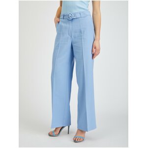 Světle modré dámské široké kalhoty s páskem ORSAY