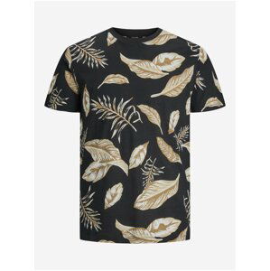 Černé pánské vzorované tričko Jack & Jones Tropic