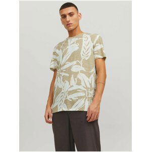 Béžové pánské vzorované tričko Jack & Jones Tropic