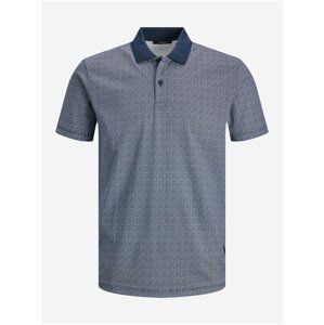 Tmavě modré pánské vzorované polo tričko Jack & Jones Marseille