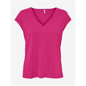 Tmavě růžové dámské basic tričko ONLY Free