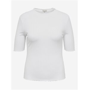Bílé dámské žebrované tričko ONLY CARMAKOMA Ally