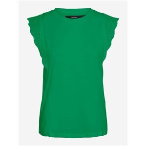 Zelené dámské tričko s krajkou VERO MODA Hollyn