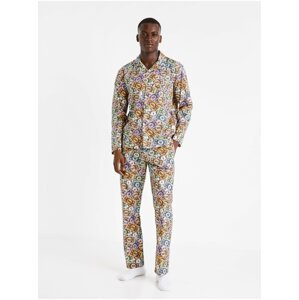 Fialovo-hnědé pánské vzorované pyžamo Celio Monopoly