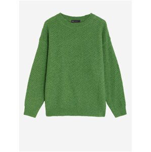 Texturovaný volný svetr s žebrováním s příměsí vlny Marks & Spencer zelená