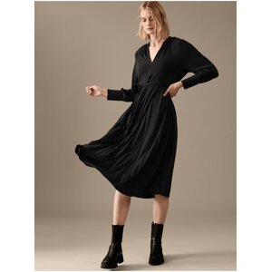 Midaxi šaty s řasením a zipem u krku Marks & Spencer černá