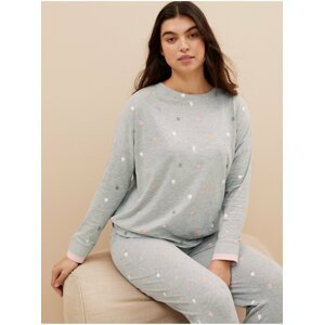 Pyžamová souprava s drobným květinovým vzorem a vysokým obsahem bavlny Marks & Spencer šedá
