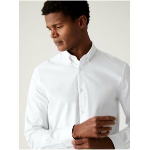 Košile s vysokým podílem bavlny, úzký střih Marks & Spencer bílá