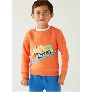 Mikina s nákladními auty a vysokým podílem bavlny (2–8 let) Marks & Spencer oranžová