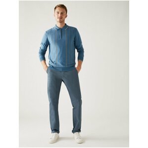 Modré pánské strečové chino kalhoty Marks & Spencer