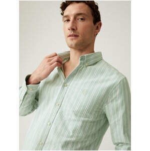 Pruhovaná košile Oxford z čisté bavlny Marks & Spencer zelená
