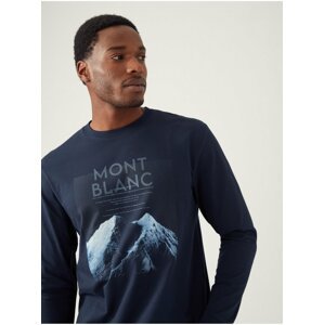 Tričko z čisté bavlny s motivem hory Marks & Spencer námořnická modrá