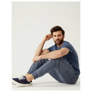 Modré pánské bavlněné basic tričko Marks & Spencer Denim