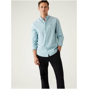 Světle modrá pánská bavlněná košile Marks & Spencer Oxford