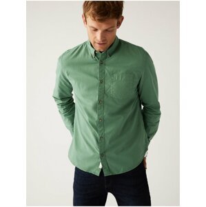 Zelená pánská bavlněná košile Marks & Spencer Oxford