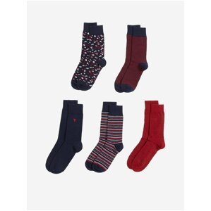 Sada sedmi párů pánských valentýnských ponožek v tmavě modré, vínové a červené barvě Marks & Spencer Cool & Fresh™