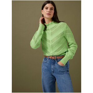Zelený dámský bavlněný svetr se stojáčkem Marks & Spencer