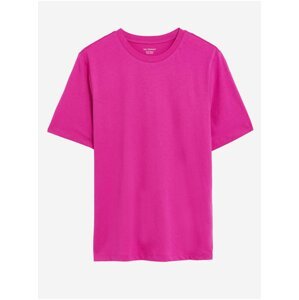 Tmavě růžové dámské bavlněné basic tričko Marks & Spencer