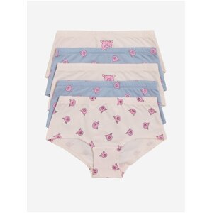 Sada pěti holčičích kalhotek v růžové a modré barvě Marks & Spencer