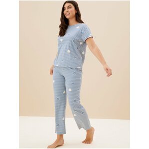 Modrá dámská pruhovaná pyžamová souprava Marks & Spencer